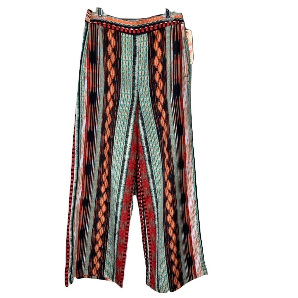 Gianni Bini Boho Aztec Color Striped Palazzo Pants Size 1 Jr. New with Tags